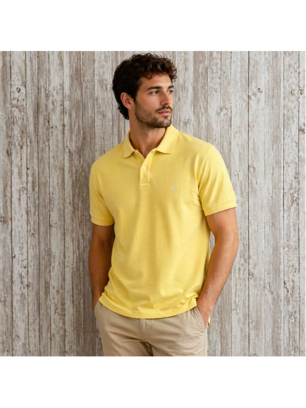 Men's Nautica Yellow Slim‎ Fit Polo Shirt L